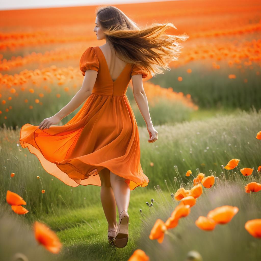 Dancing Woman in Poppy Field