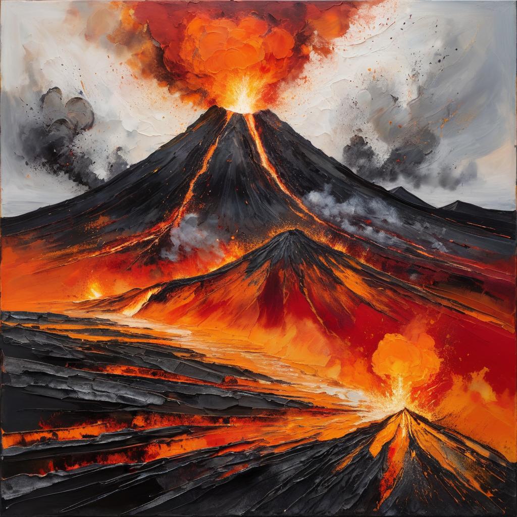 Fiery Eruption: Abstract Volcano Art