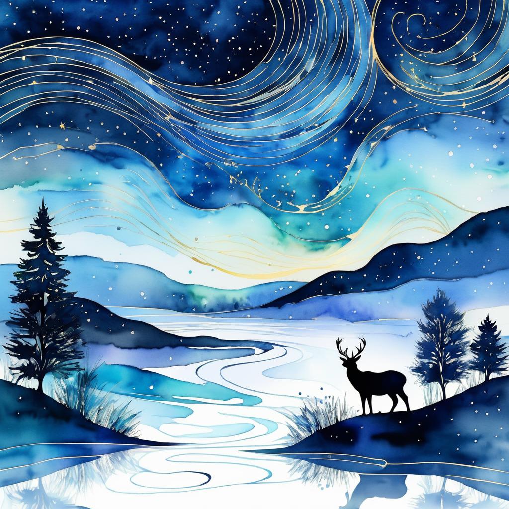 Starry Night Animal Silhouette Art