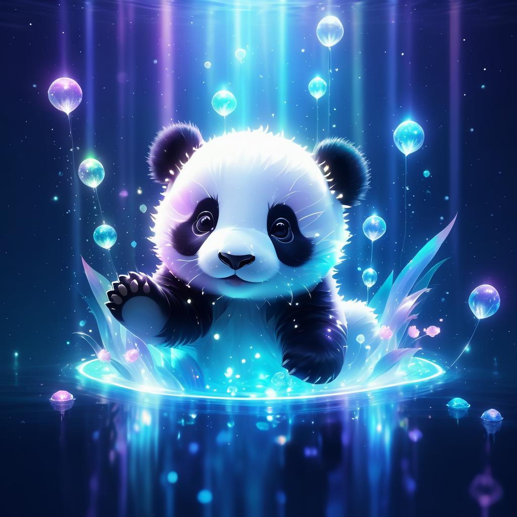 Surreal Panda in Magical Underwater Wonderland