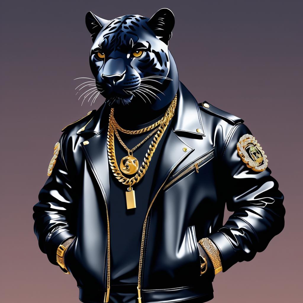 Stylish Panther Rapper in Leather