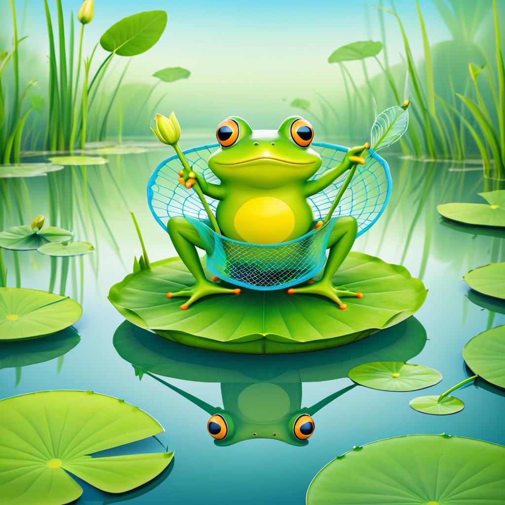 Frog Adventure: Lily Pad Humor in Swamp