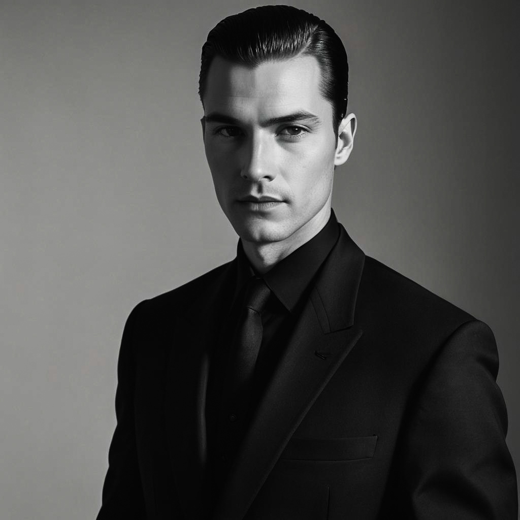 Chiseled Jawline in Tailored Suit Portrait