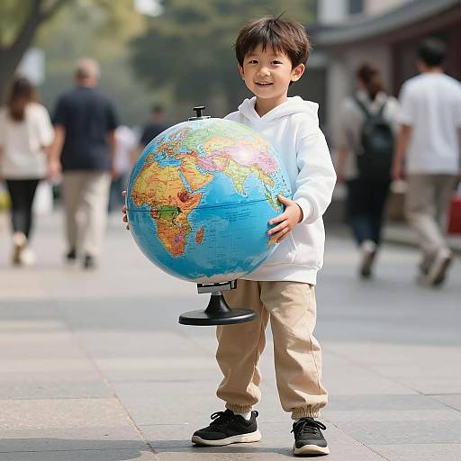 Joyful Kid in Earth Costume Outdoors