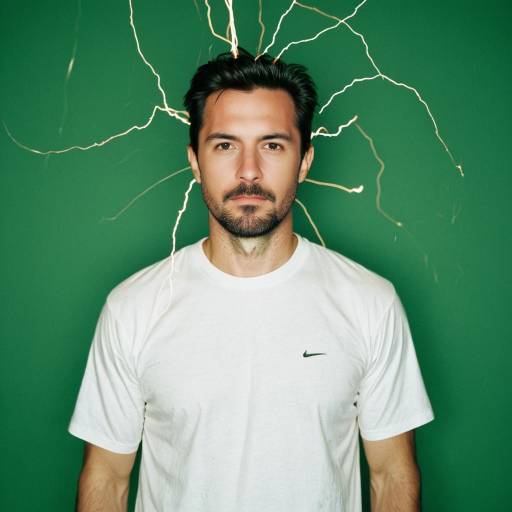 Man with Tesla Coil Sparks on Green Screen