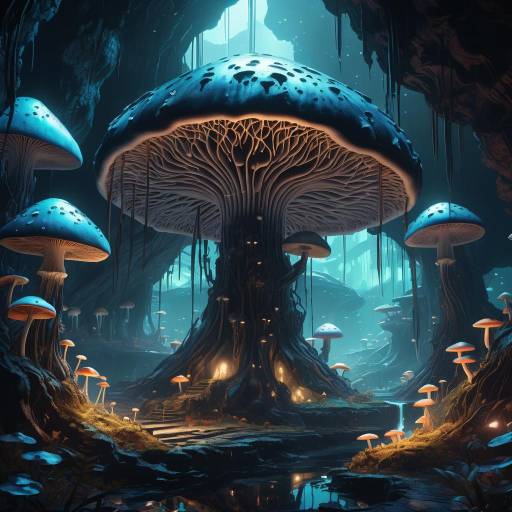 Luminous Mushroom Forest in Cyberpunk Style Luminous Mushroom Forest in Cyberpunk Style