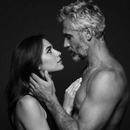 Intimate Black and White Portrait of Couple Embracing