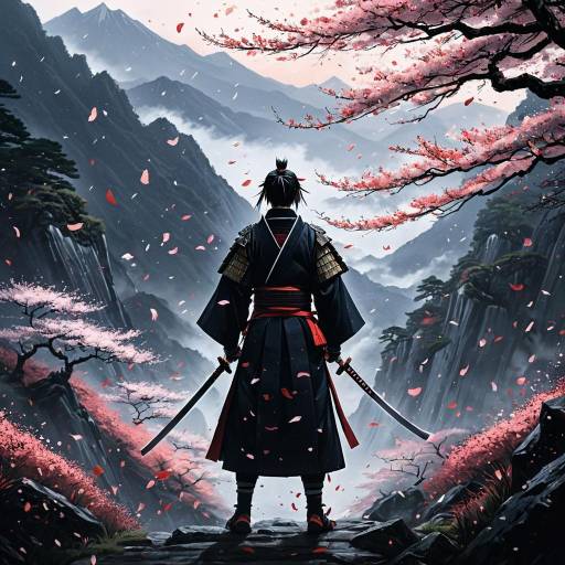 Enigmatic Samurai in Misty Dawn