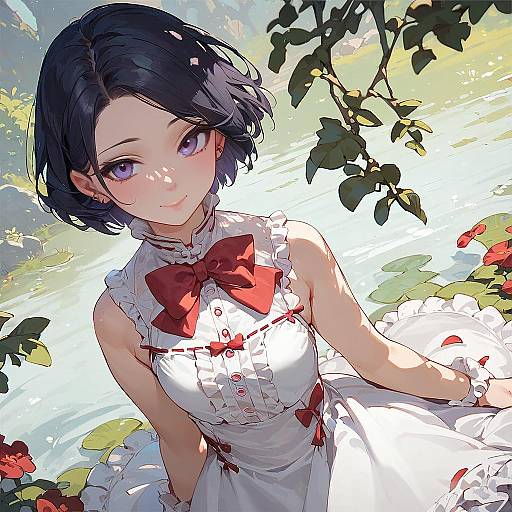 Anime Girl in Frilled Pink Dress