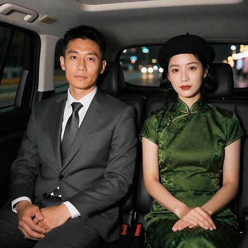 Nighttime Car Photo of Two Individuals