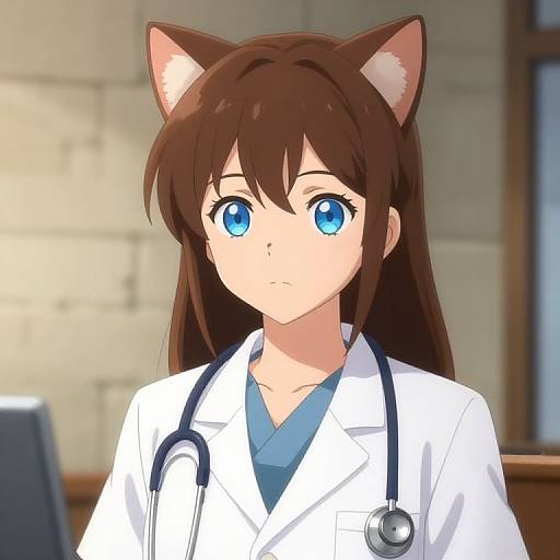 Anime Female Doctor with Cat Ears