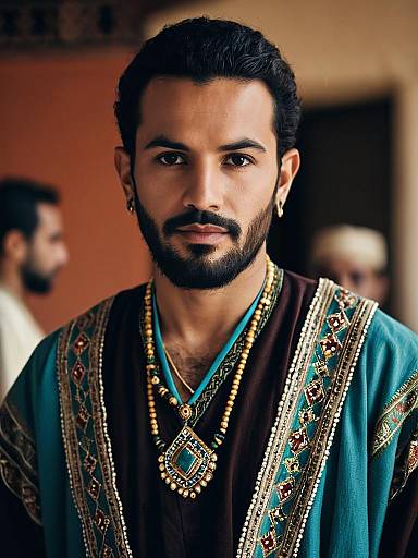 Bearded Moroccan Man Wearing Traditional Robe