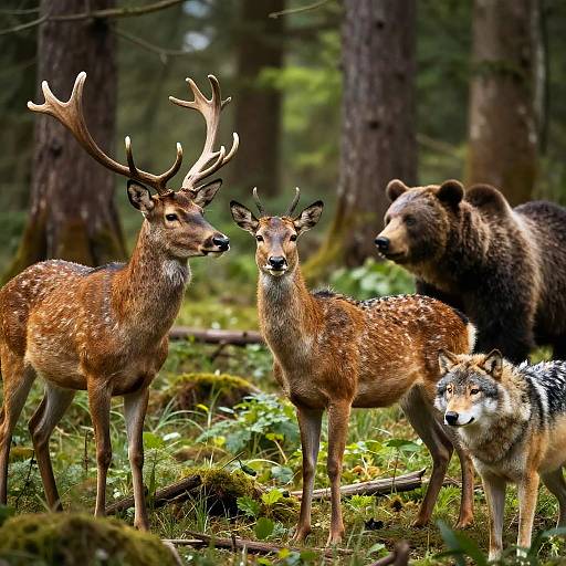 Hyper-Realistic Mammals in Forest