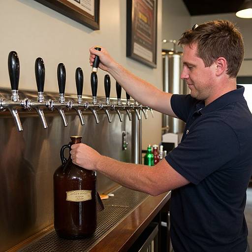 Bartender Filling Growler at Local Café