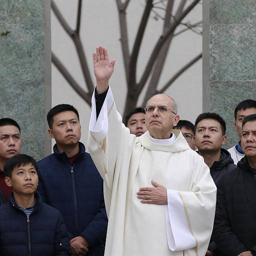 Intense Priest Surrounded by Worshippers