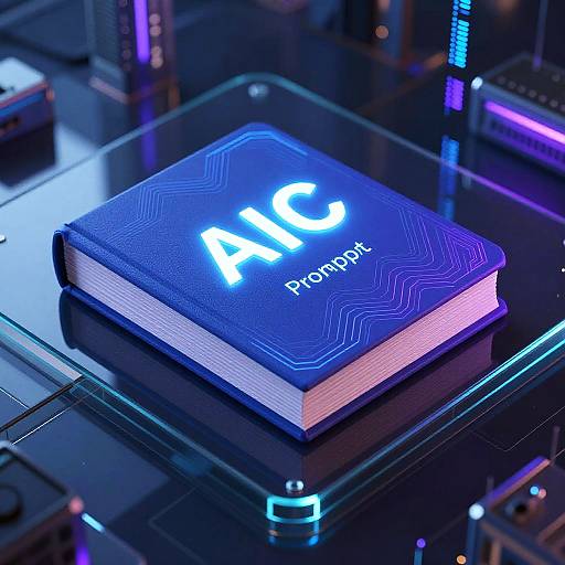 Neon AI Prompt Book in Futuristic City