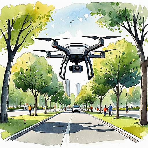 Playful Delivery Drone in Urban Park