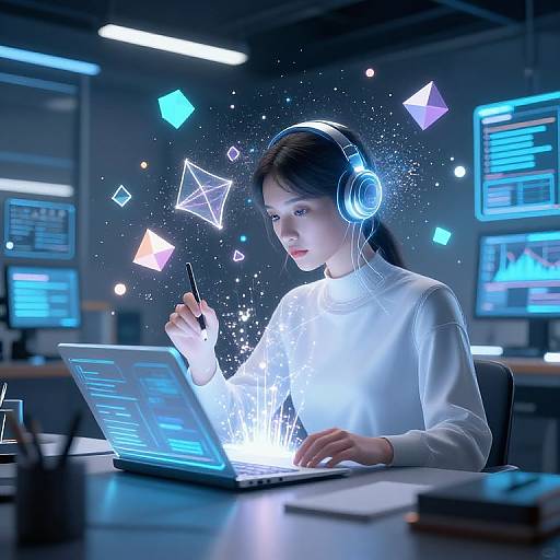 Futuristic AI Artist in Studio