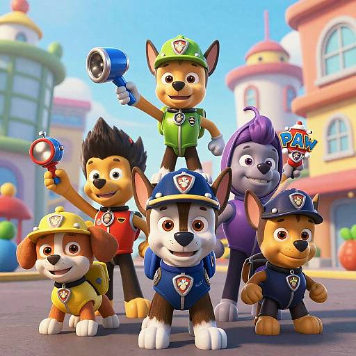 Paw Patrol Villains in Vibrant Cityscape