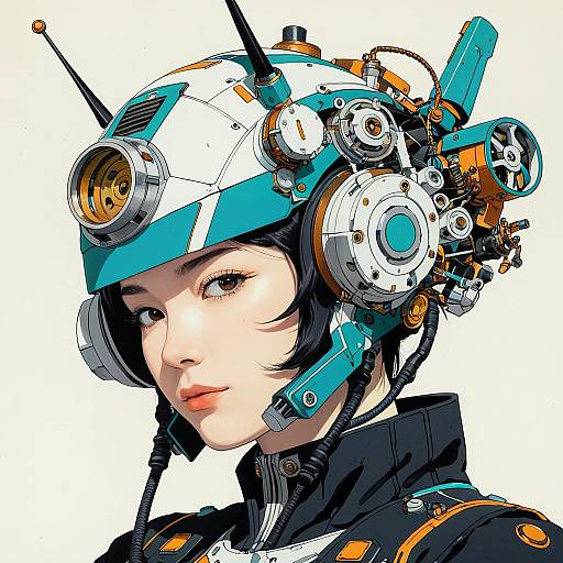 Surreal Mechanical Android Portrait