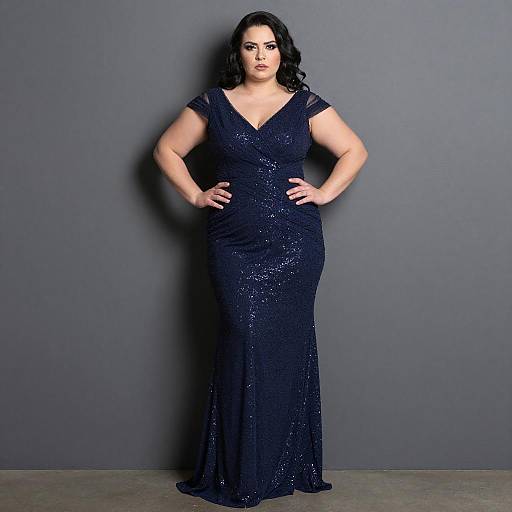 Confident Plus-Sized Woman in Sparkling Gown