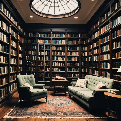 Cozy Home Library with Bookshelves and Seating