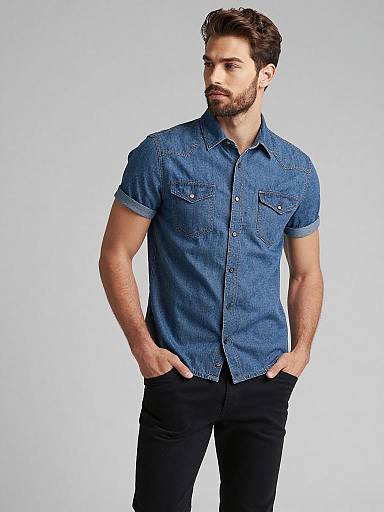 Casual Denim Shirt Portrait for Men
