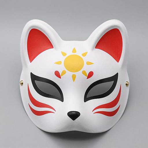 White Fox Mask with Sun Design