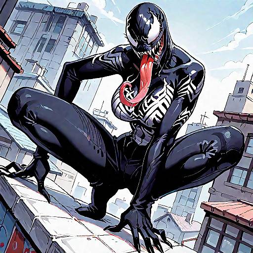 Detailed Female Venom on Rooftop