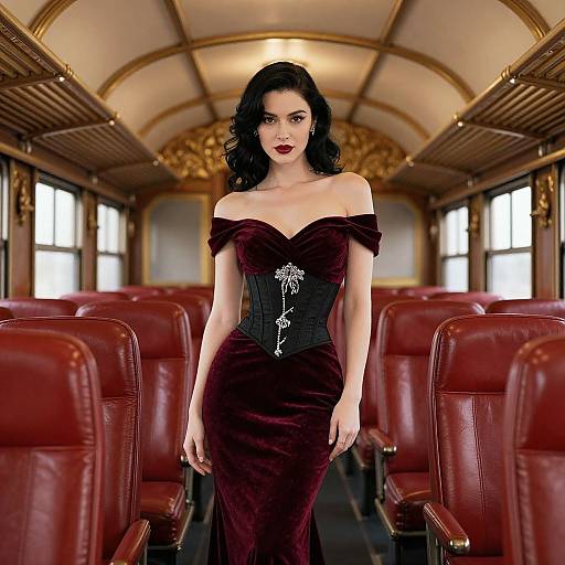 Glamorous Woman in Vintage Train