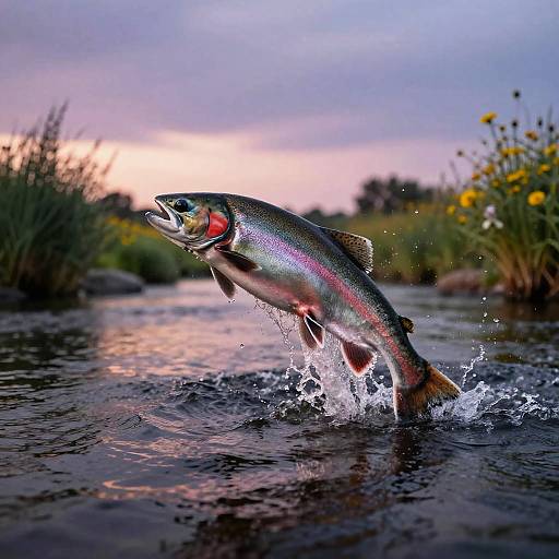 Majestic Salmon Leaping at Twilight