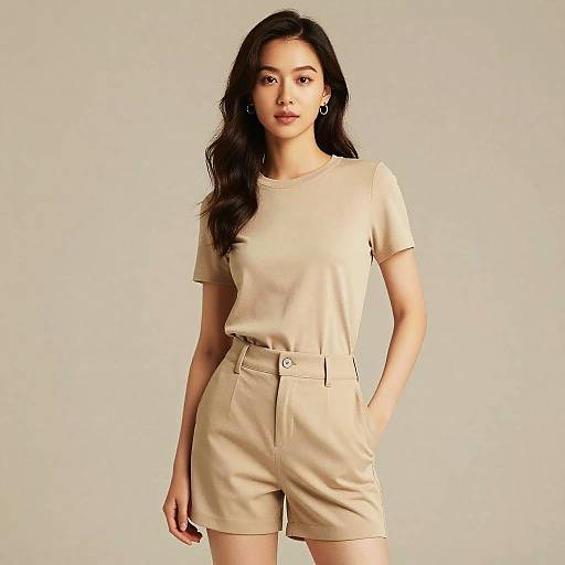 Stylish Woman in Beige Outfit