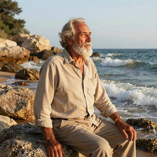 Silver-Bearded Elder at Golden Shore