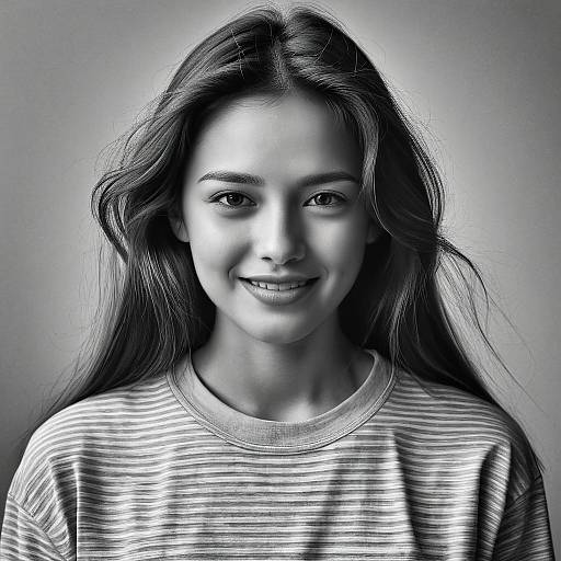 Realistic Monochrome Portrait of Boy and Girl