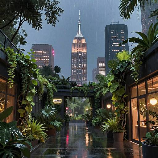 Serene Cyberpunk Botanical Garden Escape