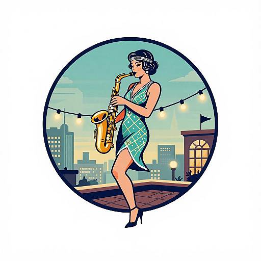 1920s Flapper Dancing on Rooftop