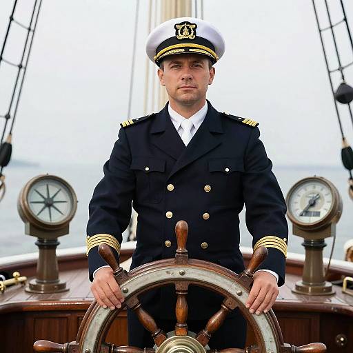 Confident Maritime Captain at the Helm