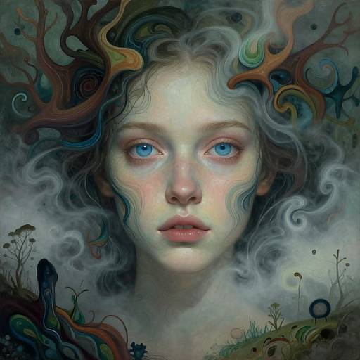 Enigmatic Figure in Surreal Landscape