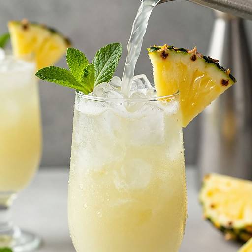 Refreshing Colada Cocktail Pour Close-Up