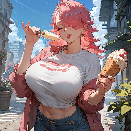 Anime Girl with Multicolored Hair