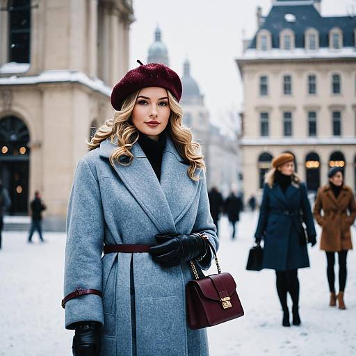 Elegant Woman in Classic Winter Street Style