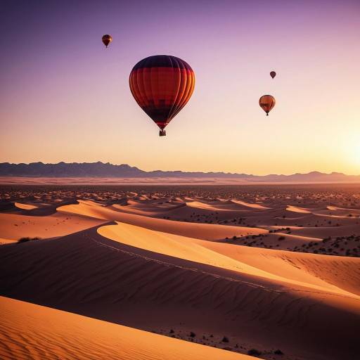Hot Air Balloons Over Desert at Sunset Hot Air Balloons Over Desert at Sunset