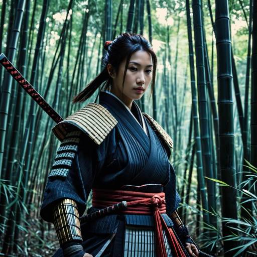 Female Samurai in Bamboo Forest