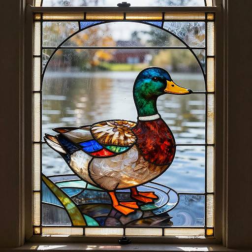 Vibrant Duck Stained Glass Design