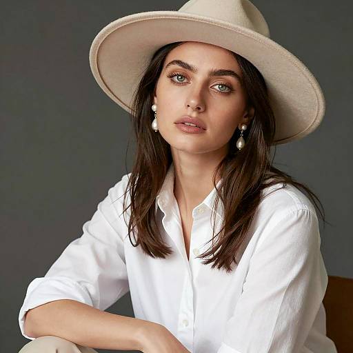 Elegant Portrait of a Woman in Beige Hat
