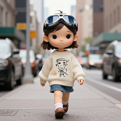 Basquiat Style Girl Walking NYC