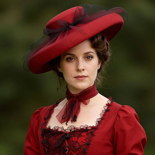 Victorian Ball Woman in Red Dress