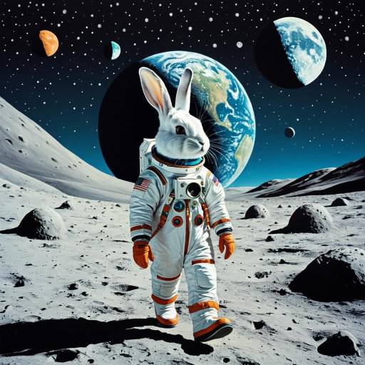 Rabbit Astronaut on the Moon