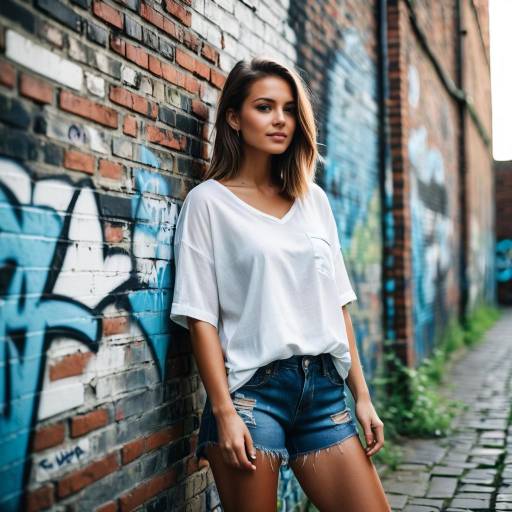Young Woman Leaning on Graffiti Wall