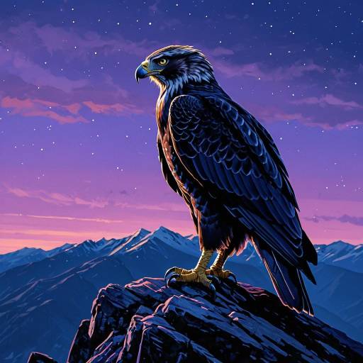 Glowing Armored Hawk at Twilight Peak